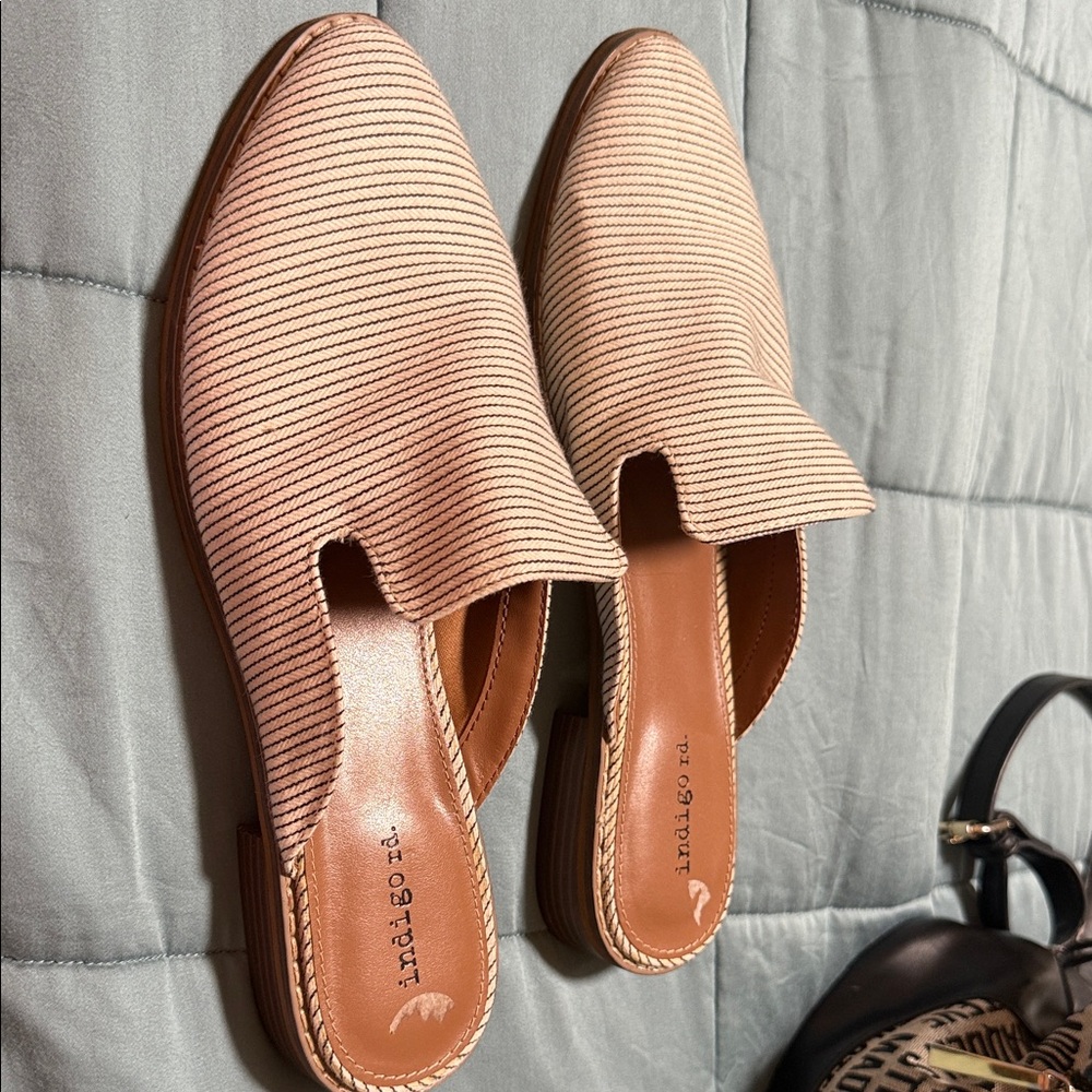Madewell Striped Tan Mules